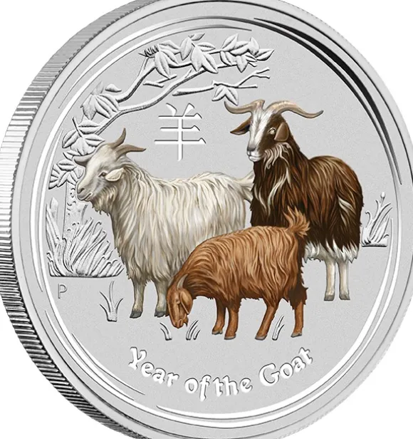 Lunar II Ziege 5 Oz Silber farbig 2015*