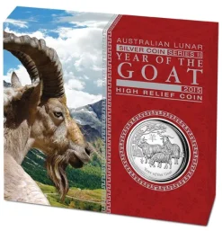 Lunar II Ziege 1 Oz Silber High Relief 2015 + Box + CoA*