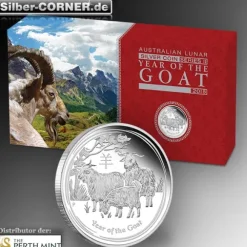 Lunar II Ziege Silber 3 Coin Set + Box + CoA 2015*