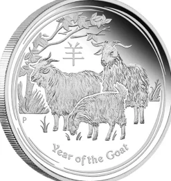 Lunar II Ziege Typeset Silber 2015 +Box +COA*