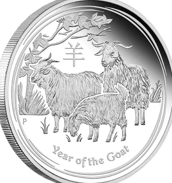 Lunar II Ziege Typeset Silber 2015 +Box +COA*