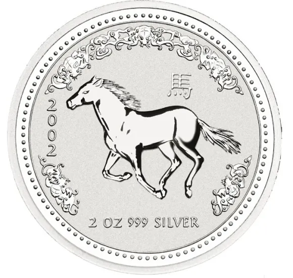Lunar I Pferd 2 Oz Silber 2002*
