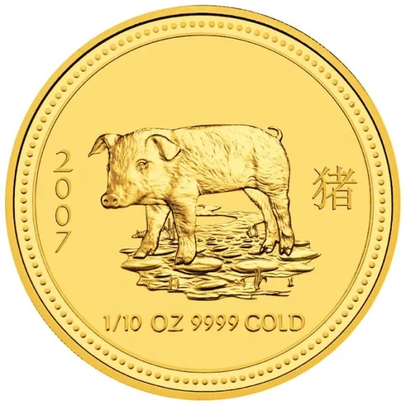 Lunar I - Schwein - 1/10 Unze Gold 2007