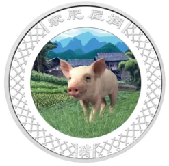 Lunar Lenticular Schwein 1 Unze Silber 2007*