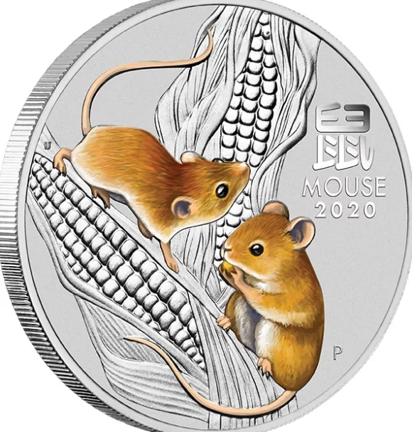 Lunar 3 - Maus - 1/2 Oz Silber farbig 2020*