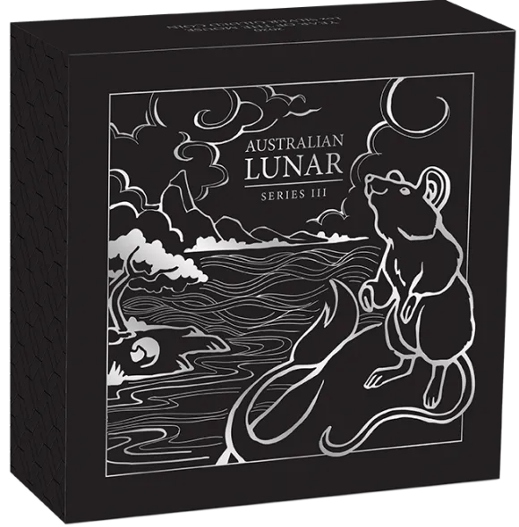 Lunar 3 - Maus - 1 Oz Silber gilded 2020 + Box + CoA *