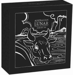 Lunar 3 - Ochse - Antik - 2 Unzen Silber +Box +COA *