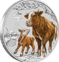 Lunar 3 - Ochse - 1/2 Oz Silber farbig 2021 *