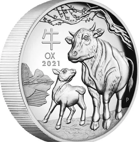 Lunar 3 - Ochse - 1 Oz Silber High Relief 2021 +Box +COA*