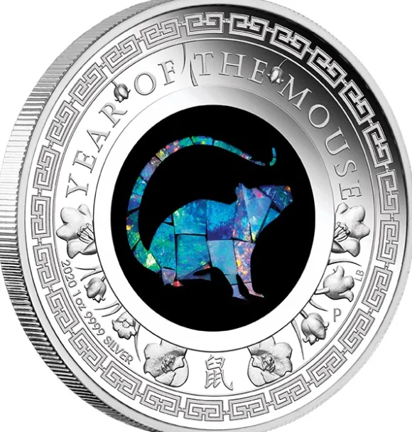 Lunar Opal - Maus - 1 Oz Silber Proof +Box +COA*