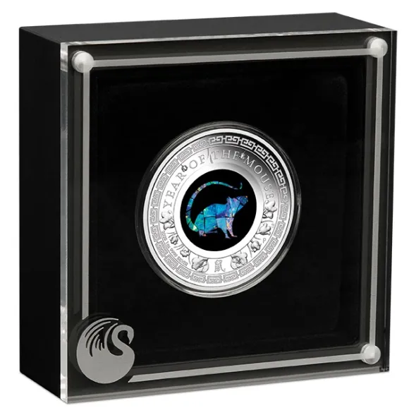 Lunar Opal - Maus - 1 Oz Silber Proof +Box +COA*