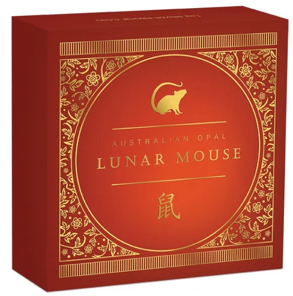Lunar Opal - Maus - 1 Oz Silber Proof +Box +COA*