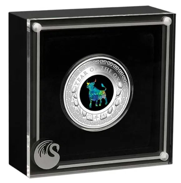 Lunar Opal Ochse 1 Oz Silber Proof 2021 +Box +COA*