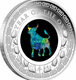 Lunar Opal Ochse 1 Oz Silber Proof 2021 +Box +COA*