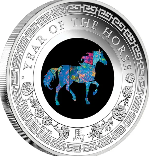 Lunar - Pferd- Opal - 1 Unze Silber 2026 + Box +COA