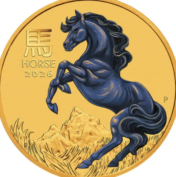 Lunar 3 Pferd 1/10 Oz Gold farbig 2026