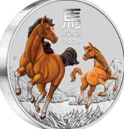 Lunar 3 - Pferd - 5 Oz Silber coloriert 2026