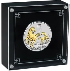 Lunar 3 - Pferd - 1 Oz Silber vergoldet 2026 + Box + CoA