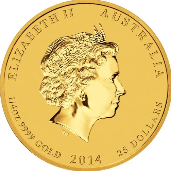 Lunar 2 - Pferd - 1/4 Unze Gold farbig 2014