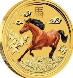 Lunar 2 - Pferd - 1/4 Unze Gold farbig 2014