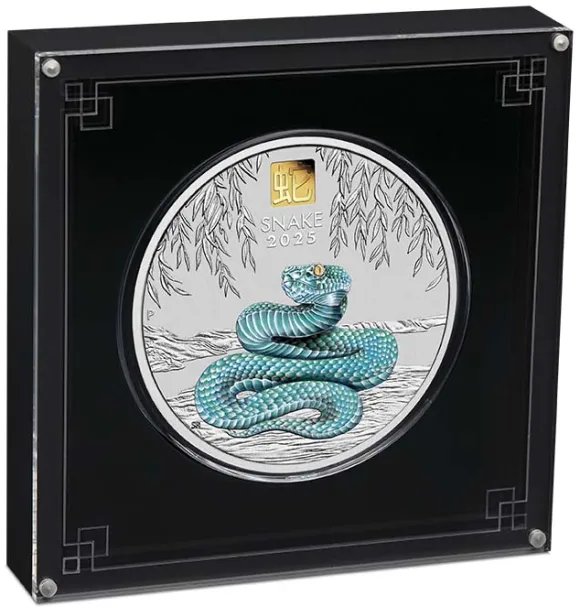 Lunar 3 - Schlange - 1 KG Silber Privy Mark Gold 2025 + Box + COA