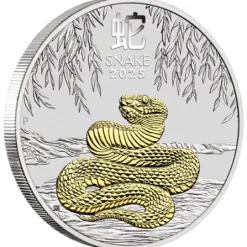 Lunar 3 - Schlange - 1 Oz Silber gilded2025 +Box +COA*