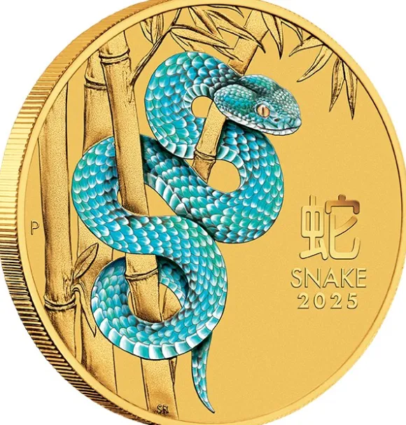 Lunar 3 - Schlange - 1/10 Unze Gold farbig 2025