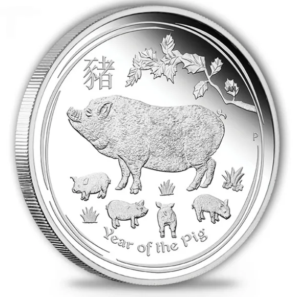 Lunar - Schwein - 1 Oz Silber Proof + Box + COA *