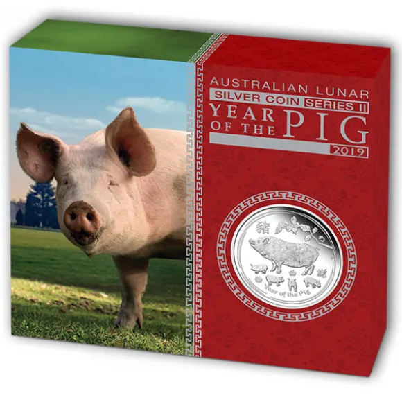 Lunar - Schwein - 1 Oz Silber Proof + Box + COA *