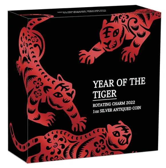 Lunar - Tiger - Rotating 1 Unze Silber 2022 + Box + COA*
