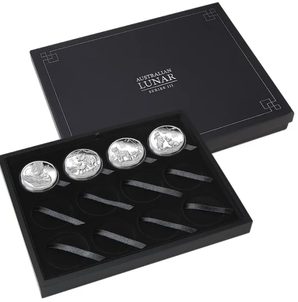 Lunar 3 - 12 Year Collection - 4 x 2 Oz Silber Proof + Box + Zertifikat (Maus+Ochse+Tiger+Hase)