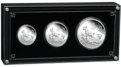 Lunar 3 Ziege 3-Coin Set Silber Proof +Box +COA