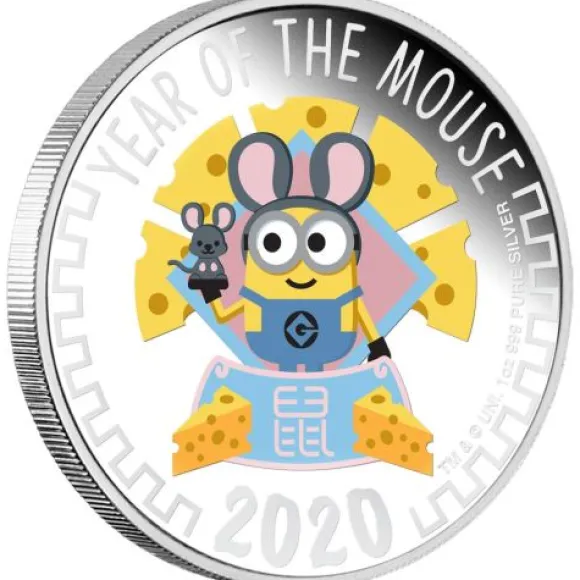 Minions - Jahr der Maus - 1 Oz Silber Proof 2020 + Box*