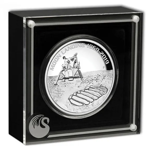 Mondlandung 5 Oz Silber High Relief 2019 +Box +COA*