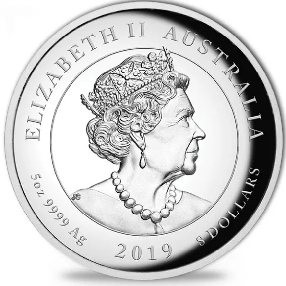 Mondlandung 5 Oz Silber High Relief 2019 +Box +COA*