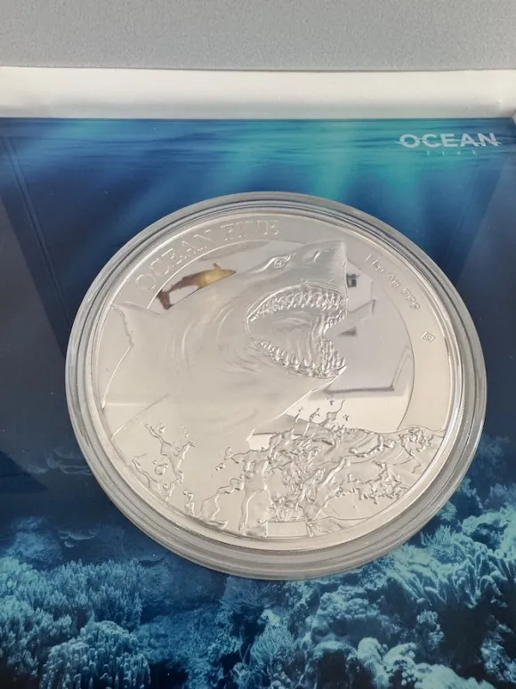 Ocean Five - Weißer Hai - 1 KG Silber Proof 2022*