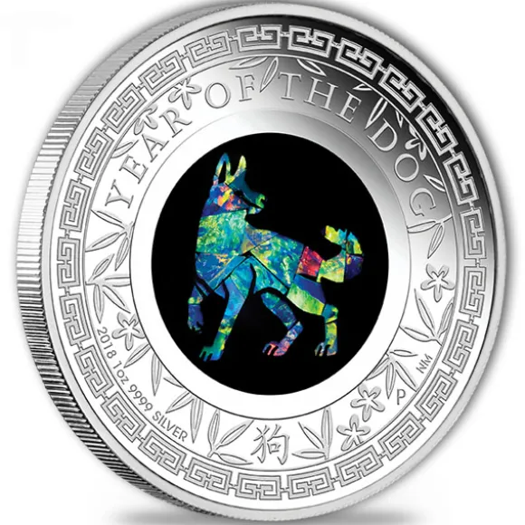 Opal Serie - Jahr des Hundes -1 Oz Silber 2018 *