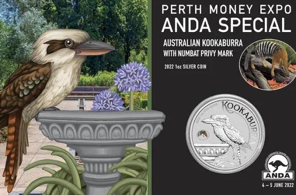 Perth Expo - Kookaburra Numbat Privy 1 Oz Silber 2022 im Blister *