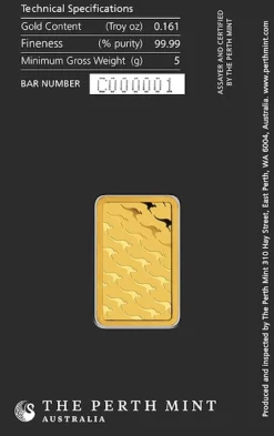 Perth Mint 5 Gramm Goldbarren - Känguru -