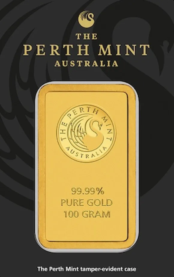 Perth Mint 100 Gramm Goldbarren - Känguru -