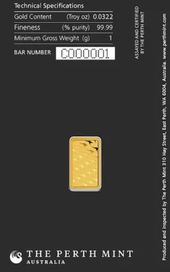 Perth Mint 1 Gramm Goldbarren - Känguru -