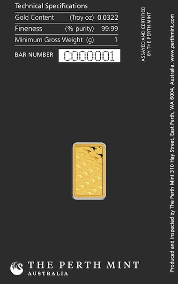 Perth Mint 1 Gramm Goldbarren - Känguru -