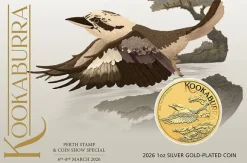Perth Stamp and Coini Show Special Gilded Kookaburra 2026*