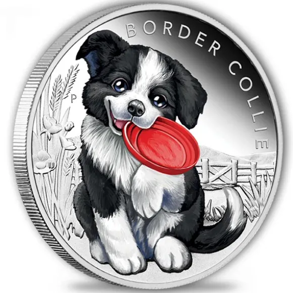 Puppies - Border Collie - 1/2 Oz Silber 2018 +Box +COA *