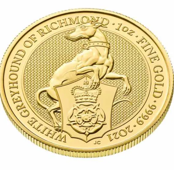 Queens Beasts - White Greyhound - 1 Unze Gold 2021