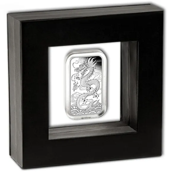 Rectangular Drache 1 Oz Silber Proof 2018 +Box +COA*