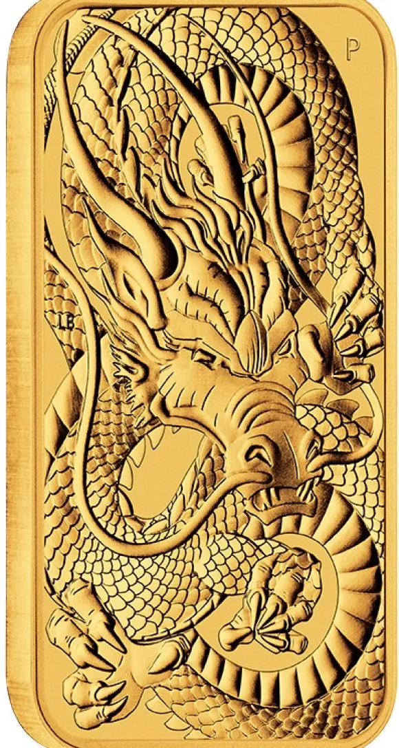 Rectangular Drache 1 Unze Gold 2021