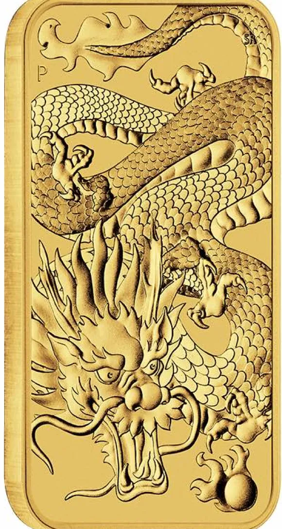 Rectangular Drache 1 Unze Gold 2022