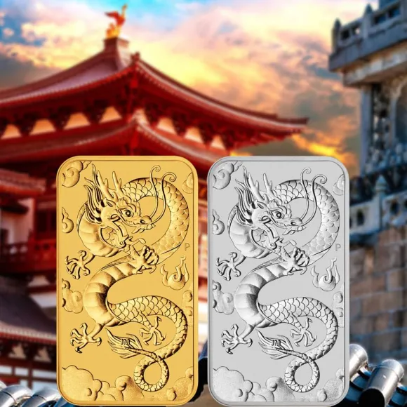 Rectangular Drache 1 Unze Gold 2019