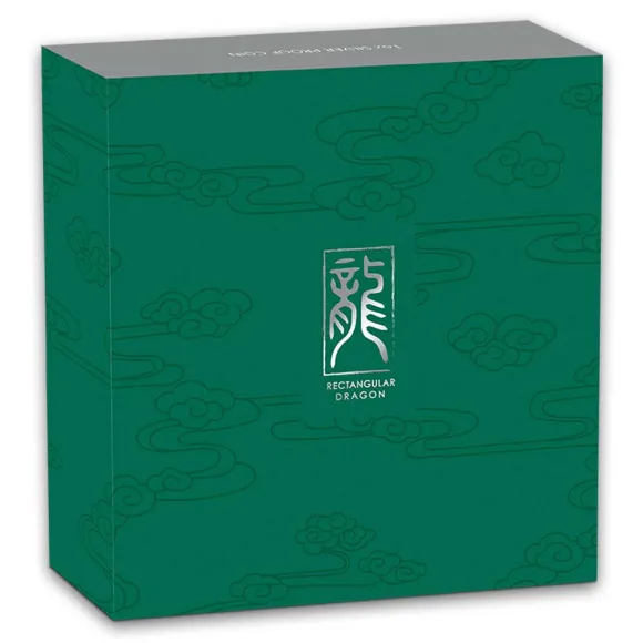 Rectangular Drache 1 Unze Silber Proof 2019 +Box +COA*
